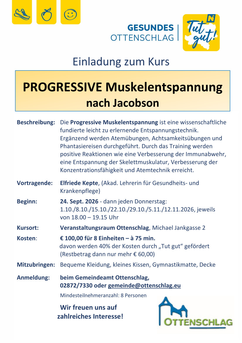 Progressive Muskelentspannung - insg. 8 Einheiten
