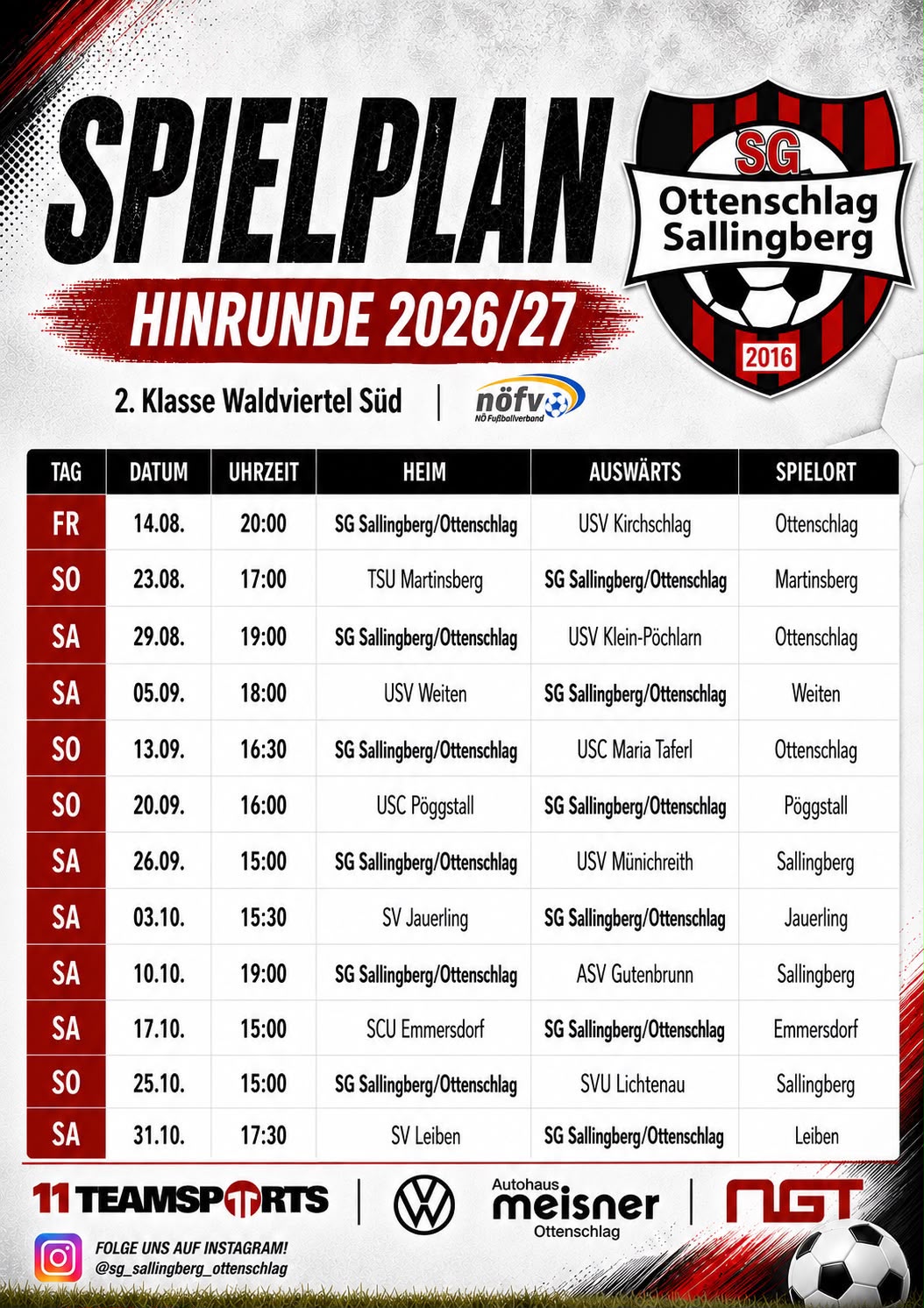 Heimspiel der SG Ottenschlag-Sallingberg gegen den USV Klein-Pöchlarn