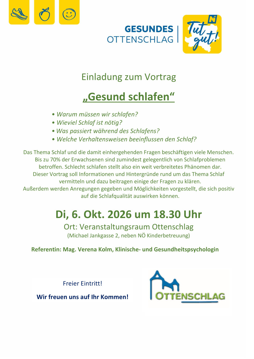 Vortrag Gesunde Gemeinde: Gesund schlafen